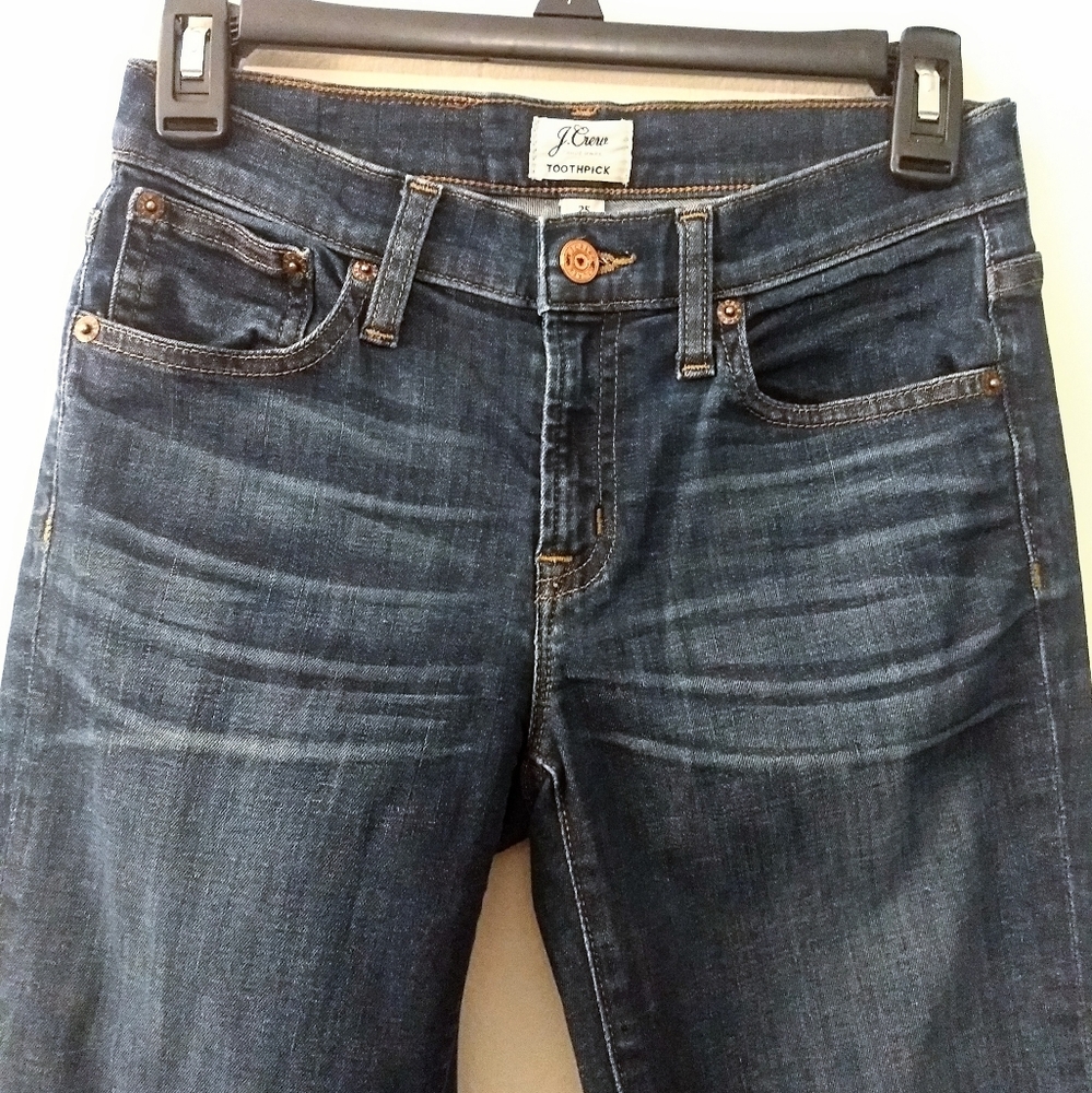 Like-New! J. Crew Blue Wash Denim Toothpick Skinny Jeans Size 25 - Picture 4 of 5